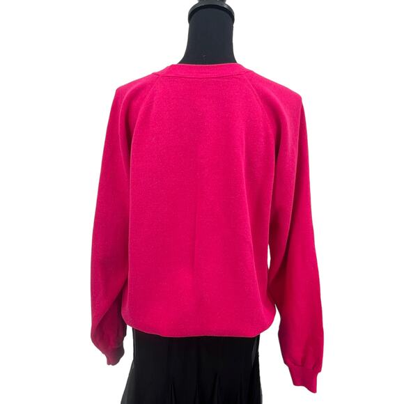 Vintage Hanes Pink Sweatshirt Lake Placid Winter Snow Tree Bird‎ Large - Picture 3 of 5